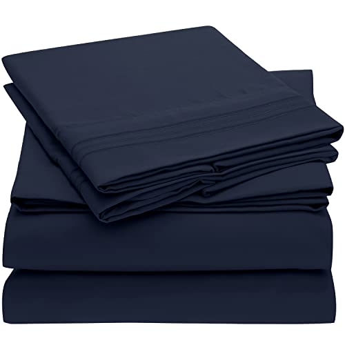 Mellanni Extra Deep Pocket Twin XL Sheet Set - Luxury 1800 Bedding Sheets & Pillowcases - Fits College Dorm Room Mattress - Ultra Soft Cooling Bed Sheet Set - Easy Care - 3 PC (Twin XL, Baby Blue)