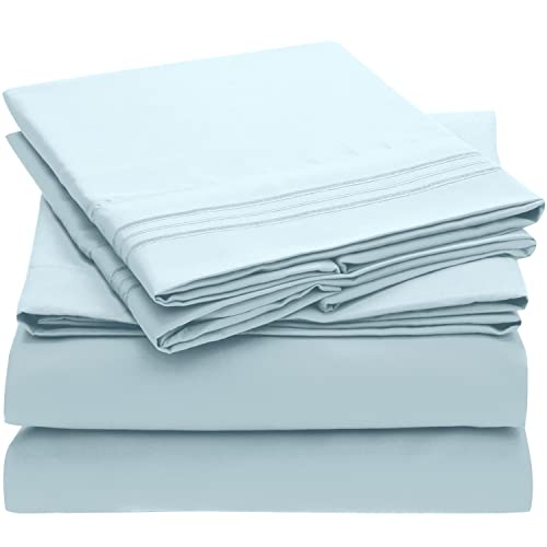 Mellanni Extra Deep Pocket Twin XL Sheet Set - Luxury 1800 Bedding Sheets & Pillowcases - Fits College Dorm Room Mattress - Ultra Soft Cooling Bed Sheet Set - Easy Care - 3 PC (Twin XL, Baby Blue)