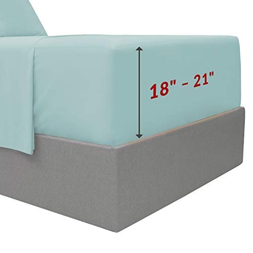 Mellanni Extra Deep Pocket Twin XL Sheet Set - Luxury 1800 Bedding Sheets & Pillowcases - Fits College Dorm Room Mattress - Ultra Soft Cooling Bed Sheet Set - Easy Care - 3 PC (Twin XL, Baby Blue)