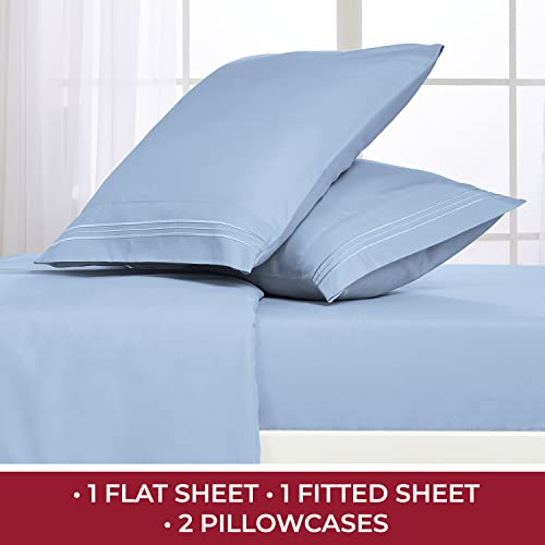 Mellanni Extra Deep Pocket Twin XL Sheet Set - Luxury 1800 Bedding Sheets & Pillowcases - Fits College Dorm Room Mattress - Ultra Soft Cooling Bed Sheet Set - Easy Care - 3 PC (Twin XL, Baby Blue)