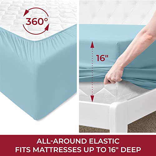 Mellanni Extra Deep Pocket Twin XL Sheet Set - Luxury 1800 Bedding Sheets & Pillowcases - Fits College Dorm Room Mattress - Ultra Soft Cooling Bed Sheet Set - Easy Care - 3 PC (Twin XL, Baby Blue)