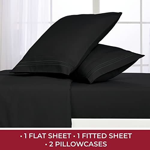 Mellanni Extra Deep Pocket Twin XL Sheet Set - Luxury 1800 Bedding Sheets & Pillowcases - Fits College Dorm Room Mattress - Ultra Soft Cooling Bed Sheet Set - Easy Care - 3 PC (Twin XL, Baby Blue)