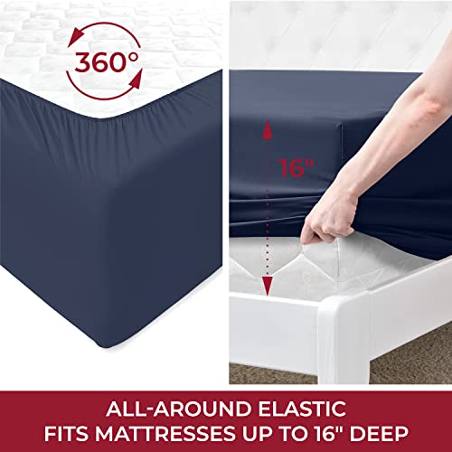 Mellanni Extra Deep Pocket Twin XL Sheet Set - Luxury 1800 Bedding Sheets & Pillowcases - Fits College Dorm Room Mattress - Ultra Soft Cooling Bed Sheet Set - Easy Care - 3 PC (Twin XL, Baby Blue)
