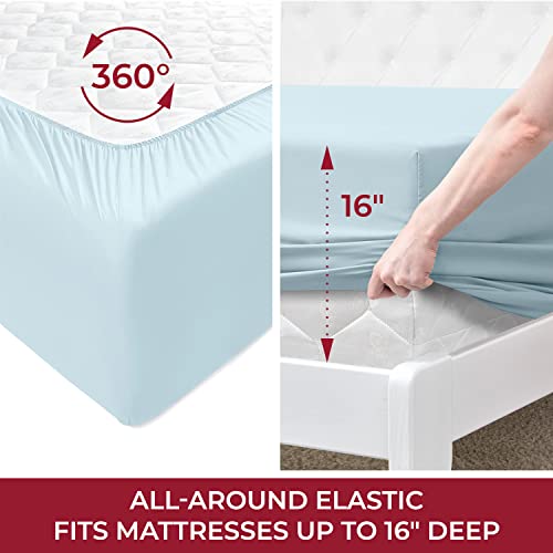 Mellanni Extra Deep Pocket Twin XL Sheet Set - Luxury 1800 Bedding Sheets & Pillowcases - Fits College Dorm Room Mattress - Ultra Soft Cooling Bed Sheet Set - Easy Care - 3 PC (Twin XL, Baby Blue)