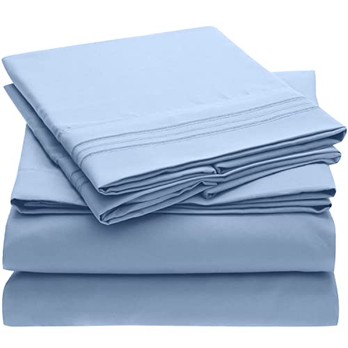 Mellanni Extra Deep Pocket Twin XL Sheet Set - Luxury 1800 Bedding Sheets & Pillowcases - Fits College Dorm Room Mattress - Ultra Soft Cooling Bed Sheet Set - Easy Care - 3 PC (Twin XL, Baby Blue)