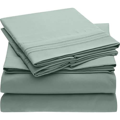 Mellanni Extra Deep Pocket Twin XL Sheet Set - Luxury 1800 Bedding Sheets & Pillowcases - Fits College Dorm Room Mattress - Ultra Soft Cooling Bed Sheet Set - Easy Care - 3 PC (Twin XL, Baby Blue)