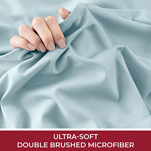 Mellanni Extra Deep Pocket Twin XL Sheet Set - Luxury 1800 Bedding Sheets & Pillowcases - Fits College Dorm Room Mattress - Ultra Soft Cooling Bed Sheet Set - Easy Care - 3 PC (Twin XL, Baby Blue)