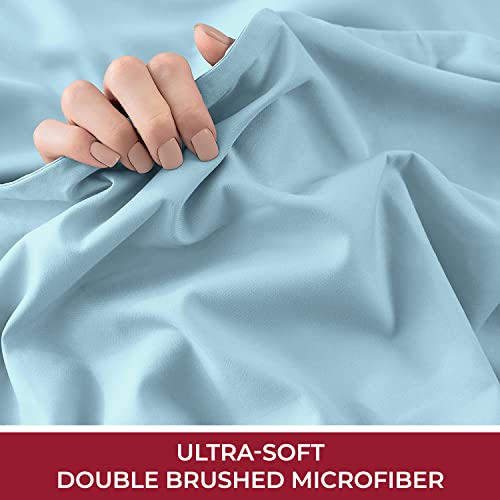 Mellanni Extra Deep Pocket Twin XL Sheet Set - Luxury 1800 Bedding Sheets & Pillowcases - Fits College Dorm Room Mattress - Ultra Soft Cooling Bed Sheet Set - Easy Care - 3 PC (Twin XL, Baby Blue)