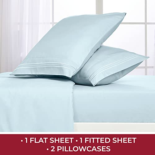 Mellanni Extra Deep Pocket Twin XL Sheet Set - Luxury 1800 Bedding Sheets & Pillowcases - Fits College Dorm Room Mattress - Ultra Soft Cooling Bed Sheet Set - Easy Care - 3 PC (Twin XL, Baby Blue)