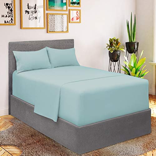 Mellanni Extra Deep Pocket Twin XL Sheet Set - Luxury 1800 Bedding Sheets & Pillowcases - Fits College Dorm Room Mattress - Ultra Soft Cooling Bed Sheet Set - Easy Care - 3 PC (Twin XL, Baby Blue)