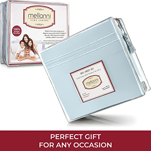 Mellanni Extra Deep Pocket Twin XL Sheet Set - Luxury 1800 Bedding Sheets & Pillowcases - Fits College Dorm Room Mattress - Ultra Soft Cooling Bed Sheet Set - Easy Care - 3 PC (Twin XL, Baby Blue)