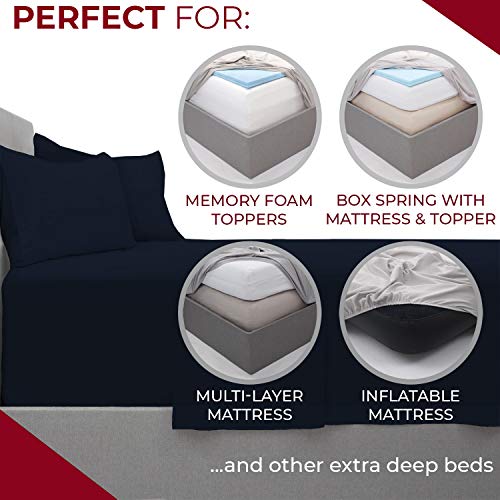 Mellanni Extra Deep Pocket Twin XL Sheet Set - Luxury 1800 Bedding Sheets & Pillowcases - Fits College Dorm Room Mattress - Ultra Soft Cooling Bed Sheet Set - Easy Care - 3 PC (Twin XL, Baby Blue)