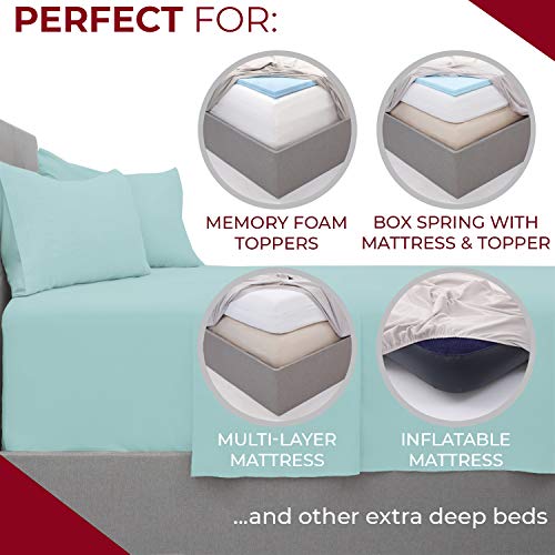 Mellanni Extra Deep Pocket Twin XL Sheet Set - Luxury 1800 Bedding Sheets & Pillowcases - Fits College Dorm Room Mattress - Ultra Soft Cooling Bed Sheet Set - Easy Care - 3 PC (Twin XL, Baby Blue)